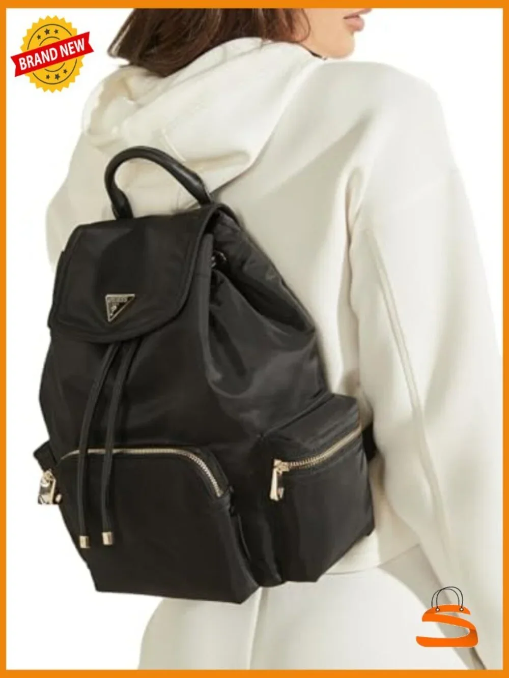 Eco Gemma Backpack Drawstring Flap Nylon Backpack Daypack